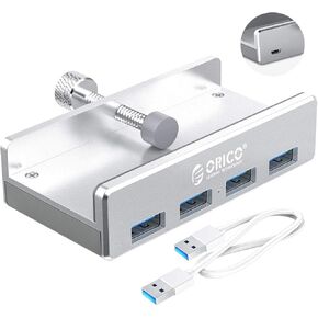 ORICO USB 3.0 Hub، مشبك محور USB، مقسم USB من الألومنيوم بـ 4 منافذ مع منفذ إمداد طاقة إضافي وكابل بيانات USB بطول 4.92 قدم، محور USB يعمل على سطح المكتب للشاشات/المكاتب - أسود (بدون محول طاقة) in Kuwait