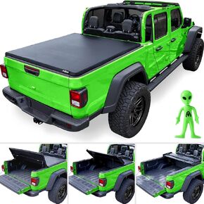 Alien Sunshade Jeep Gladiator Bed Cover - Jeep Gladiator Tonneau Cover, 5ft Trifold Bed Cover w/ 2020-2024 Compatibility - Weatherproof Durable Vinyl, Easy Installation - Jeep Gladiator Accessories