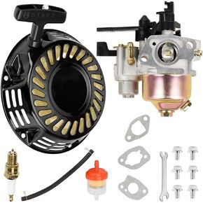 FVRITO Pull Recoil Starter Carburetor Carb for Predator 212cc 196cc 6.5HP Baja Massimo MB165 MB200 Coleman CT200U Trail BT200X Mini Bike Hummerhead 80t Trailmaster mid XRS XRX motovox KT196 Go Kart