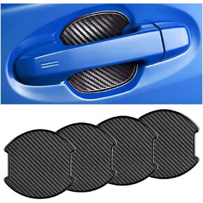4Pcs Car Door Handle Stickers, 3D Carbon Fiber Texture Auto Door Cup Protective Film, TPU Scratch Protector Cover Guard Pad, Vehicle Door Bowl Paint Cover, Universal for Most Models (2.95''×3.93'')