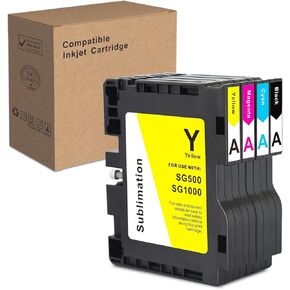 Dikarsum SG500 SG1000 Sublimation Ink Cartridge Compatible for Sawgrass Virtuoso SG500 SG1000 Printer (1*Black, 1*Cyan,1*Magenta, 1*Yellow 4-Pack) A Series