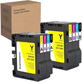 SG500 SG1000 Sublimation Ink Cartridge Compatible for Sawgrass Virtuoso SG500 SG1000 Printer (2*Black, 2*Cyan,2*Magenta, 2*Yellow 8-Pack) A+B Series in Kuwait