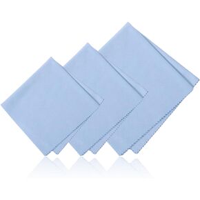 3pcs Instruments Cleaning Cloth, Soft Microfiber Universal Clean Cloth Instrument Polishing Cloth Suitable for Guitar Violin Piano Brass Trumpet Sax Flute (Blue)