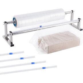 Manual Stretch Film Dispenser Wrapping Machine, 21.6 Inch Stainless Steel Table Stretch Film Packing Machine w/ 4pcs Film Slide Cutter