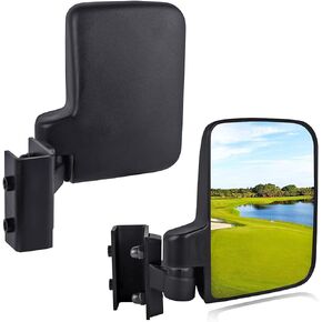 Xislet No-Drilling Required Golf Cart Side Mirror Universal Compatible with 0.75"-1.0" EZ-GO Zone Cart Square Tube Metal Mounting Brackets Club Cart Mirrors - Pairs - Breakaway