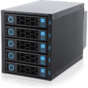 RackChoice Internal Hard Drive Enclosure 5x2.5"/3.5" SATA/SAS Hard Drive Backplane 6 Gbps HDD hotswap in 3xExternal 5.25" Bay
