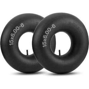 15x6.00-6" Replacement Tire Inner Tubes, 2 Pack Heavy Duty 15x600-6 Inner Tube with TR-13 Straight Valve Stem for Lawn Mowers, Yard Tractors, ATVs, Wheelbarrows, Go Karts, Golf Carts, Hand Trucks