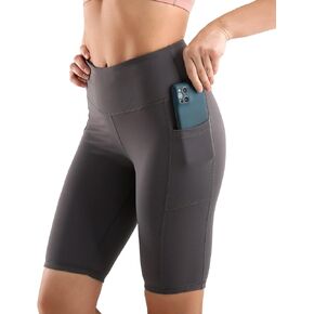 Yoga Workout Shorts for Women 8 Inch High Waisted Dual Pockets Tummy Control Short Tights Exercise Biker Pants