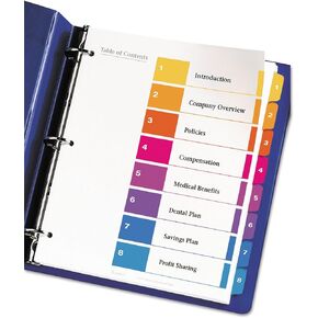 Avery 11186 Ready Index Dividers, Tabs 1-8, Letter Size, Multicolor, 6 Sets/PK