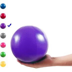 Mini Exercise Ball, 9 Inch Small Gym Ball with Inflatable Straw for Yoga, Pilates, Stability, Barre, Physical Therapy, Stretching and Core Training, Improves Balance, Strength