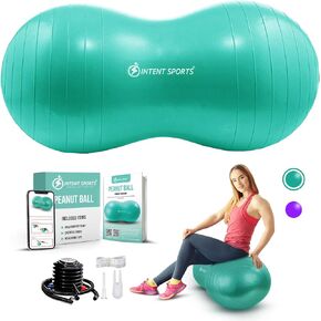 Peanut Ball – Anti Burst Ball for Exercise, Labor, Birthing, Dog Training, Kids, Home & Gym Fitness, Physio Roll, Yoga Balance, Flexible Seating for Classroom & Office - Pump Included