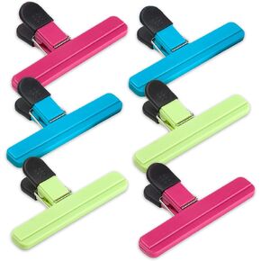 6 Pack Chip Bag Clips, 6 Inch Large Size Assorted Colors Foods Snacks Bag Paper Clips, Plastic Heavy Duty Seal Grips
