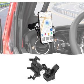 RT-TCZ A-Pillar Phone Holder Bracket Mount Grab Handle Adjustable Anti-Shake Stabilizer Cell Phone Holder Accessories Compatible with Jeep Wrangler JL JLU & Gladiator JT 2024