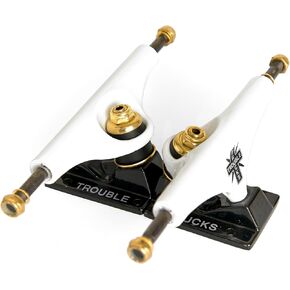 شاحنة تزلج مجوفة من Trouble Trucks - شماعة 134 ملم، محور 8.00 بوصة - أسود/أبيض - مجموعة من 2 (T12) in Kuwait