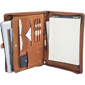 Gavarnie Personalized Leather Portfolio Padfolio for Men, Engraved Gifts for Father's Day for Husband from Wife, Customized Leather Gifts Present for Son/Dad, for Birthday, Brown
