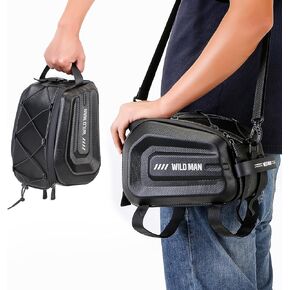WILD MAN 4L Bike Seat Bag Waterproof Bicycle Tail Bag Hard Shell Bike Saddlebags for Bicycle Electric Bicycle Touring Sport Messenger Bag Bike Storage Accessories(GD5,Black)