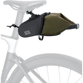 ROCKBROS Bike Saddle Bag, Bike Seat Bag With Bucket Bag Bike Bag Under Seat for Mountain Road Bikes, Quick Release 0.8-1.3L