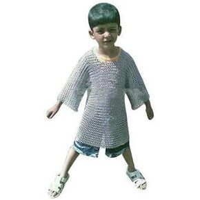 NauticalMart Medieval Chainmail Shirt 5-10 yrs Size Butted Chain Mail Haubergeon Silver