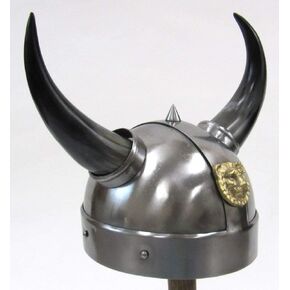 NauticalMart Authentic Reproduction Steel Viking Warrior HelmetHorns and Brass Trim