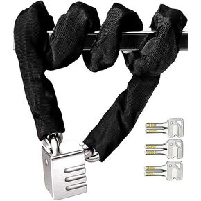 Motorcycle Bike Chain Lock CAMARKY Anti Theft Security with 3 PCS Keys Chain Lock for Bike Motorcycle Bicycle Door Gate Fence Grill (3.3FT Black)