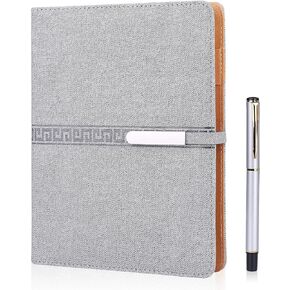 Minlna A5 Leather Notebook/Refillable Loose Leaf Business Notebook/tepad,200 Thick Pages,Classic Lined with Pocket and Pen Holder