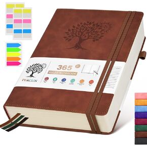 A4 Lined Journal Notebook，365 Page Large Leather Journals for Writing Women Men，Hardcover Notebook with 100Gsm Thick Pages for Travel，Work，School，College Ruled, Daily Diary (8.5" x 11.4")