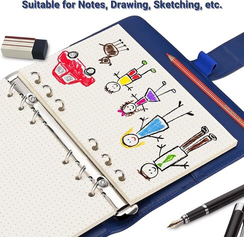 A6 Dotted Loose-leaf Paper,6-Hole Binder Refill Inserts for 6-Hole Binder Notebook,Thickness 100GSM,Beige,1 Pack(Contain 80Sheets) in Saudi Arabia