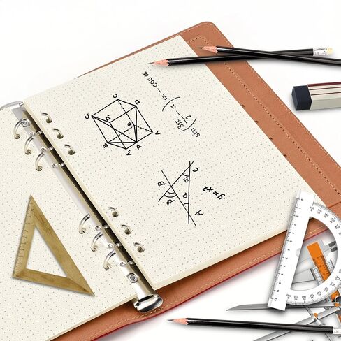 A6 Dotted Loose-leaf Paper,6-Hole Binder Refill Inserts for 6-Hole Binder Notebook,Thickness 100GSM,Beige,1 Pack(Contain 80Sheets) in Saudi Arabia