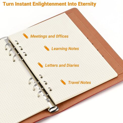 A6 Dotted Loose-leaf Paper,6-Hole Binder Refill Inserts for 6-Hole Binder Notebook,Thickness 100GSM,Beige,1 Pack(Contain 80Sheets) in Kuwait