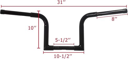 10 بوصة ارتفاع 1-1/4 بوصة Batwing Ape Hangers المقود متوافق مع Harley Softail FLST FXST Sportster XL 883 1200 Touring Road Glide+Road King (أسود لامع) in Saudi Arabia