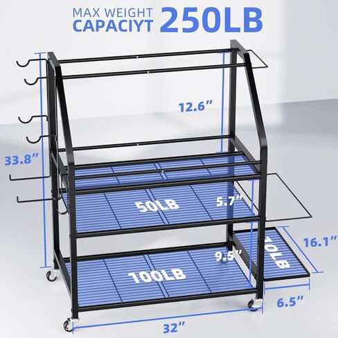Coonoor Home Gym Storage Rack, Weight Rack for Dumbbell, Kettlebells, Workout Equipment, Yoga Mats Holder, Gym Organizer with Wheels and Hooks in Saudi Arabia