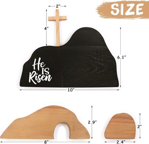 مجموعة مشهد قيامة عيد الفصح من Tuitessine، مجموعة مشهد قيامة يسوع الخشبي، تمثال المسيح، زخرفة طاولة القبر الفارغة، إبداعات ذكية يدويًا، تماثيل متقاطعة، رف حائط مسيحي in Kuwait