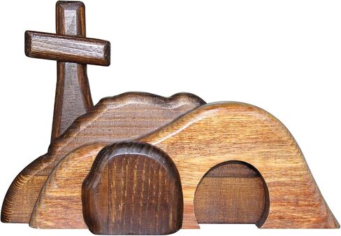 The Empty Tomb Easter Scene, Resurrection Scene Cross Decoration Set, Jesus Tomb Easter Tray Bundle Kit, Suitable for Religious Home Office Desktop Decor in Saudi Arabia