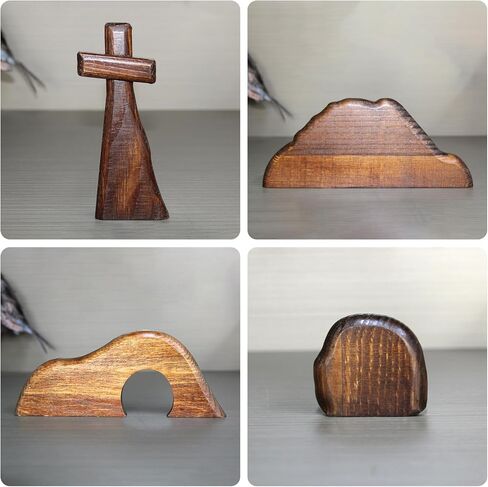 The Empty Tomb Easter Scene, Resurrection Scene Cross Decoration Set, Jesus Tomb Easter Tray Bundle Kit, Suitable for Religious Home Office Desktop Decor in Saudi Arabia
