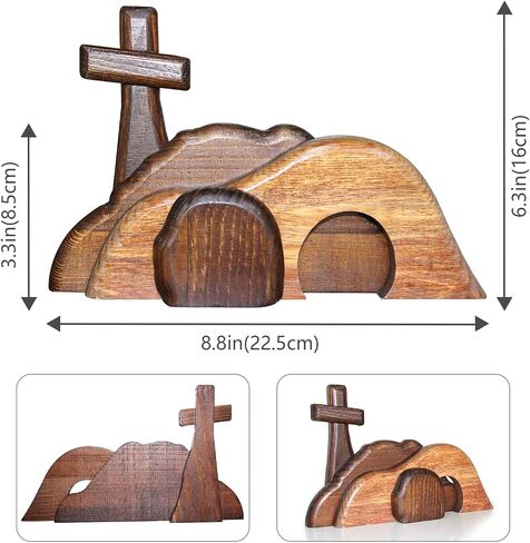 The Empty Tomb Easter Scene, Resurrection Scene Cross Decoration Set, Jesus Tomb Easter Tray Bundle Kit, Suitable for Religious Home Office Desktop Decor in Saudi Arabia
