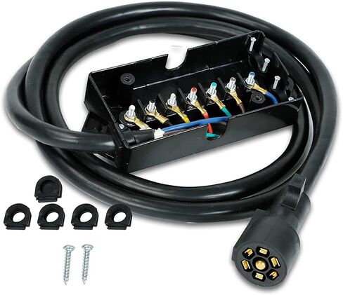 Heavy Duty 7 Way Plug Inline Trailer Cord Weatherproof, 8 Feet (with Junction Box) in Saudi Arabia