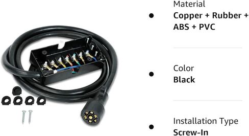 سلك مقطورة مضمن ذو 7 طرق للخدمة الشاقة مقاوم للطقس، 8 أقدام (مع صندوق التوصيل) in Kuwait