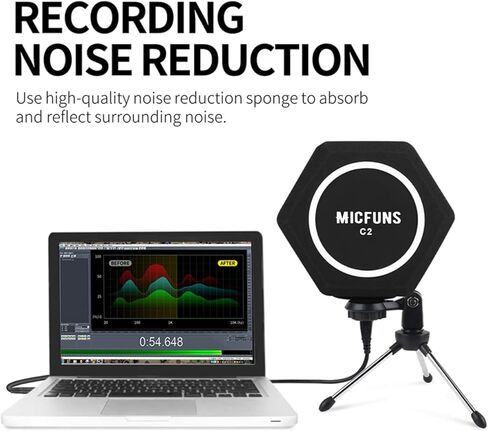 c2 ميكروفون Pop Filter Shield ملحق للزجاج الأمامي مرشح Pop، مرشح التسجيل الصوتي والضوضاء، غطاء عازل للصوت يقلل الانعكاس 45 مم - 60 مم ميكروفونات in Kuwait