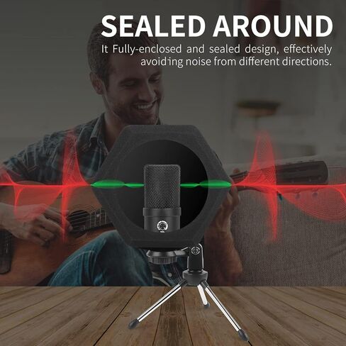 c2 ميكروفون Pop Filter Shield ملحق للزجاج الأمامي مرشح Pop، مرشح التسجيل الصوتي والضوضاء، غطاء عازل للصوت يقلل الانعكاس 45 مم - 60 مم ميكروفونات in Kuwait