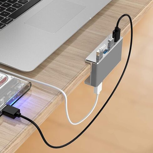 ORICO USB 3.0 Hub، مشبك محور USB، مقسم USB من الألومنيوم بـ 4 منافذ مع منفذ إمداد طاقة إضافي وكابل بيانات USB بطول 4.92 قدم، محور USB يعمل على سطح المكتب للشاشات/المكاتب - أسود (بدون محول طاقة) in Kuwait