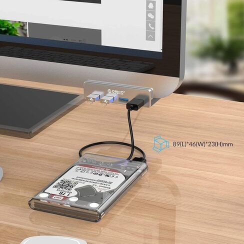 ORICO USB 3.0 Hub، مشبك محور USB، مقسم USB من الألومنيوم بـ 4 منافذ مع منفذ إمداد طاقة إضافي وكابل بيانات USB بطول 4.92 قدم، محور USB يعمل على سطح المكتب للشاشات/المكاتب - أسود (بدون محول طاقة) in Kuwait