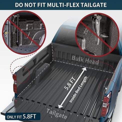 OEDRO FRP غطاء تونيو صلب ثلاثي الطي، أغطية سرير شاحنة قابلة للطي متوافقة مع 2019-2024 Chevy Silverado/GMC Sierra 1500 نمط هيكل جديد مع باب خلفي متعدد المرن مع سرير 5.8 قدم in Kuwait