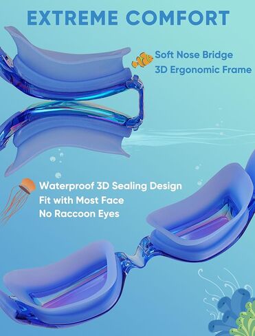 2 Pack Kids Swim Goggles, Swimming Goggles for Kids Toddler Youth 3-8/6-14, Anti-Fog Pool Goggles Child Boys Girls in Kuwait