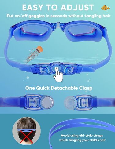 2 Pack Kids Swim Goggles, Swimming Goggles for Kids Toddler Youth 3-8/6-14, Anti-Fog Pool Goggles Child Boys Girls in Kuwait
