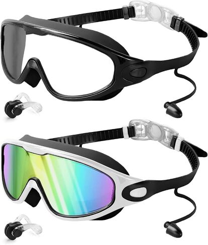 Swim Goggles 2 Pack, Wide View Anti Fog & UV Swimming Goggles, No Leaking Goggles Swimming Adult Men Women in Saudi Arabia