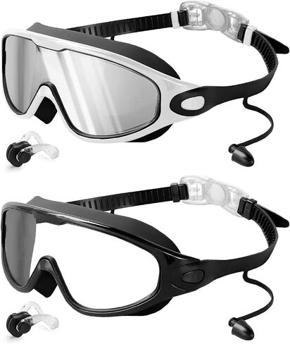 Swim Goggles 2 Pack, Wide View Anti Fog & UV Swimming Goggles, No Leaking Goggles Swimming Adult Men Women in Saudi Arabia