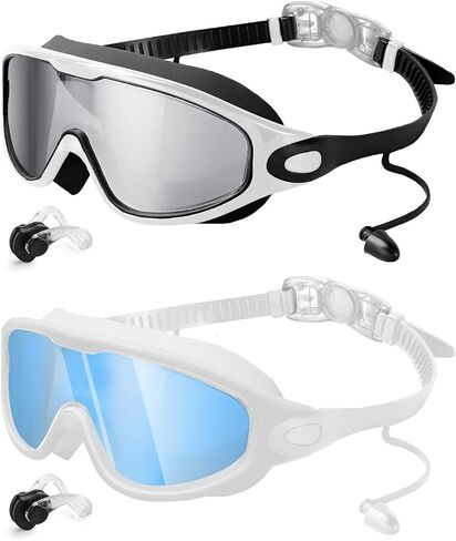 Swim Goggles 2 Pack, Wide View Anti Fog & UV Swimming Goggles, No Leaking Goggles Swimming Adult Men Women in Saudi Arabia