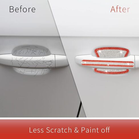 INSAUTO 8 Pieces Bling Car Door Handle Scratch Protector, Universal Rhinestone Car Stickers for Women, Automotive Exterior Accessories (Sliver) in Saudi Arabia