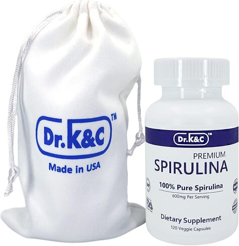 Dr.K&C Organic Spirulina Superfood Supplement – Pure Natural Blue Green Microalgae 600 mg 240 Veggie Capsules Health Immune System Antioxidants Protein Fiber No Filler Non GMO Vegan 2pk in Saudi Arabia