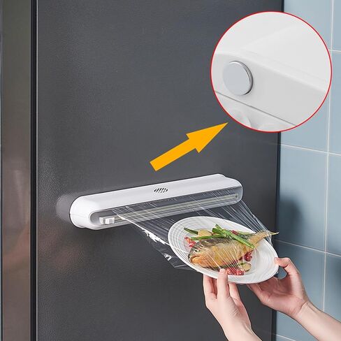Mount Magnetic Refillable Plastic Wrap Dispenser with Cutter,Food Cling Wrap Film Cutter,Tin Aluminum Foil Dispenser,Slide Chic Parchment Paper Dispenser, Fit 12" X 300 Feet Plastic Wrap - Green in Saudi Arabia